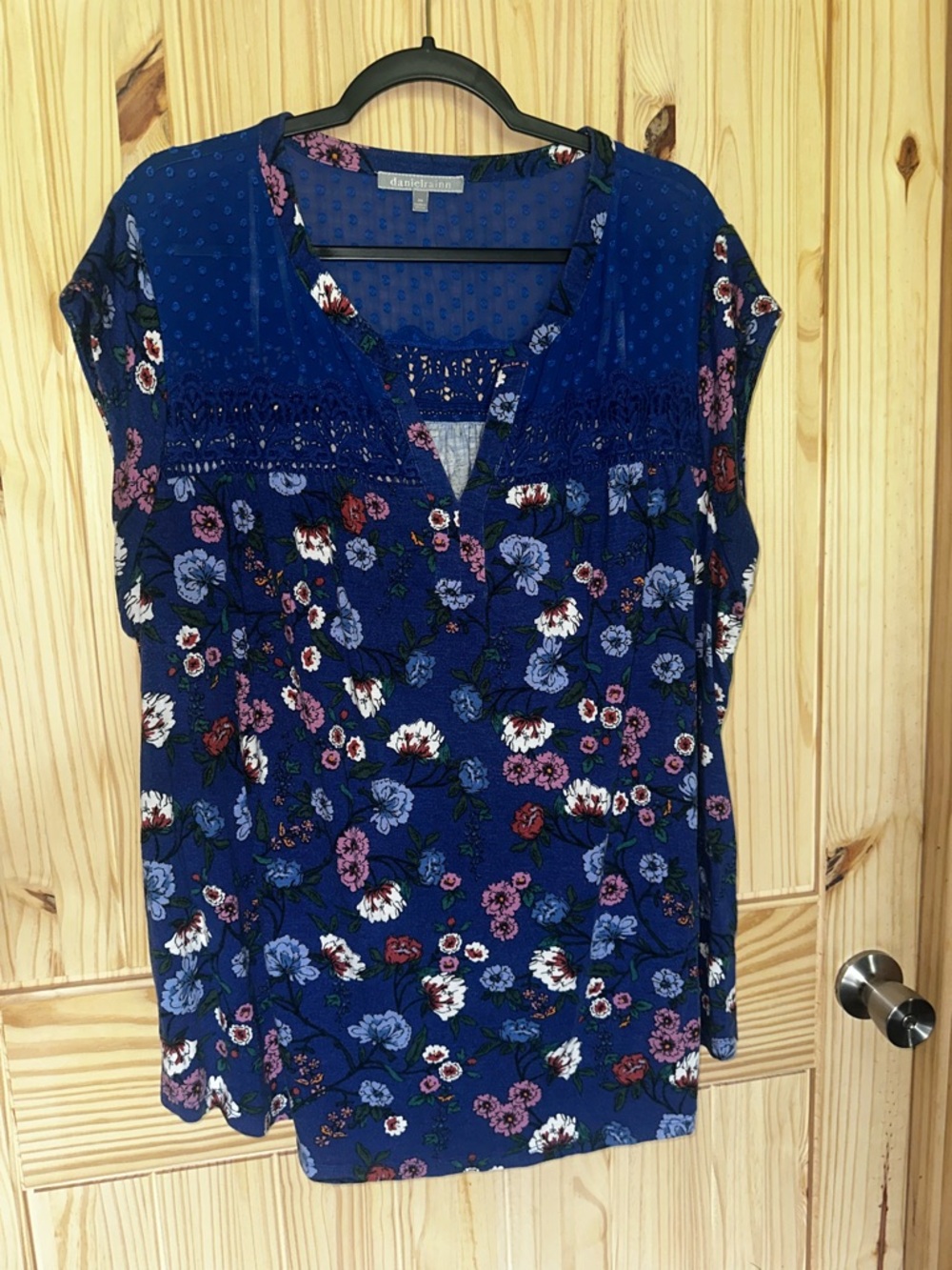 Daniel Rainn Royal Blue Floral V-Neck Tunic